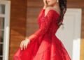 اجمل صور فساتين سهرة قصيرة باللون الأحمر