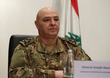 FILE PHOTO: Lebanon's Army chief General Joseph Aoun, attends a news conference to launch a Livelihood Support Program for the Lebanese army and Internal Security Forces (ISF) hosted by the United Nations Development Programme (UNDP) in partnership with the U.S. Embassy in Beirut, at the U.N. headquarters in Beirut, Lebanon January 25, 2023. REUTERS/Mohamed Azakir/File Photo