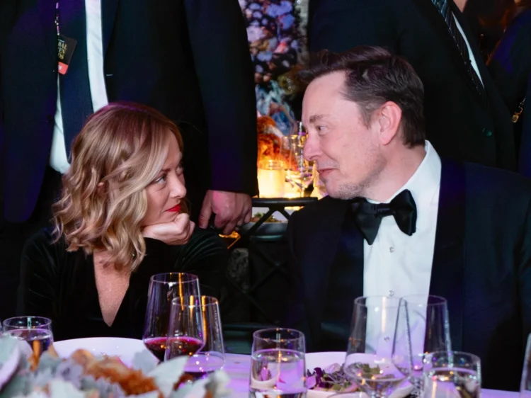 photo of georgia meloni and elon musk dining together as they re invited to the the ziegfeld ballroom in new york on nov 23 20