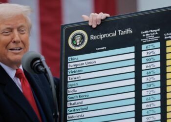 trump au moment de signer les taxes
