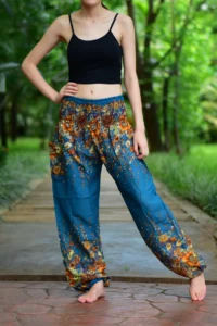 Bohotusk Harem Elephant Pants Teal Floral e1662310175915